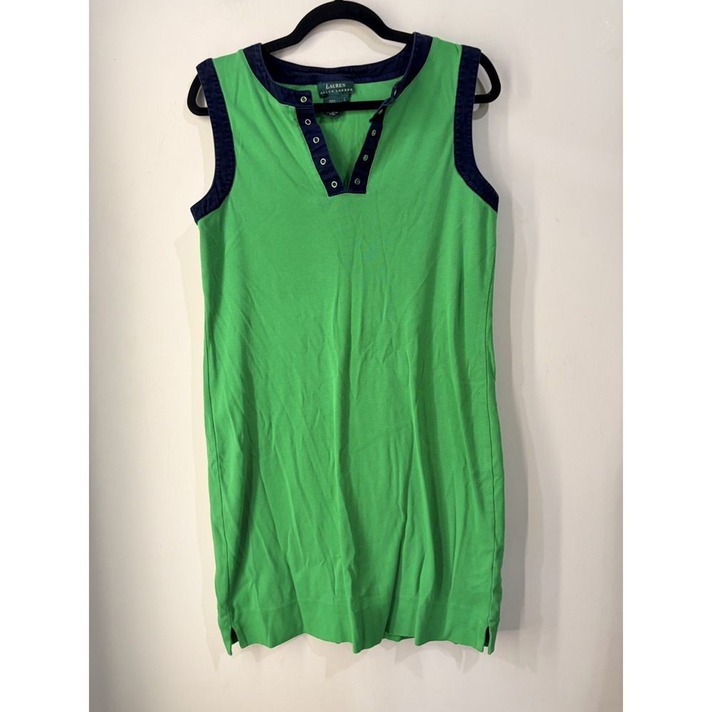 Vintage Lauren Ralph Lauren Green Cotton Sleeveless Cover Up Beach Dress Large